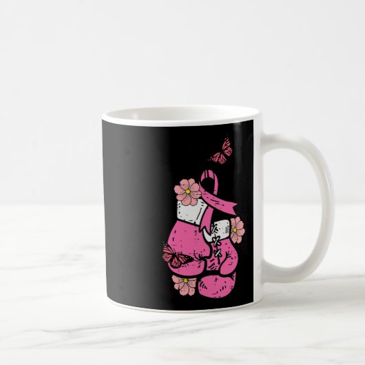 乳がんボクシンググローブピンクリボン認識度F コーヒーマグカップ (右)