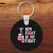 乳がんボクシング手袋彼女は私の戦いwom キーホルダー (正面)
