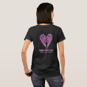乳がん信仰ホープ愛ウィングリボンピンク Tシャツ (裏面フル)