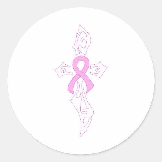乳がん十字架 ラウンドシール (正面)