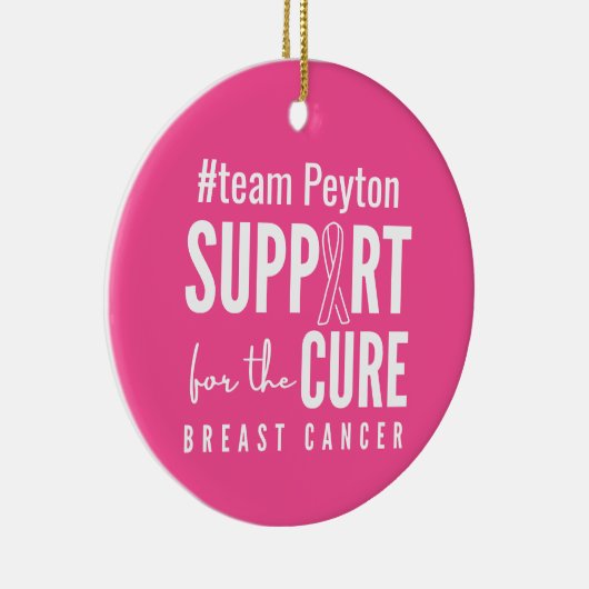 乳がん名前をカスタムするオーナメントピンク セラミックオーナメント (右)