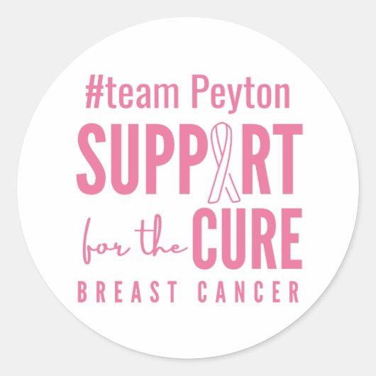 乳がん名前をカスタムするラベル ラウンドシール (正面)