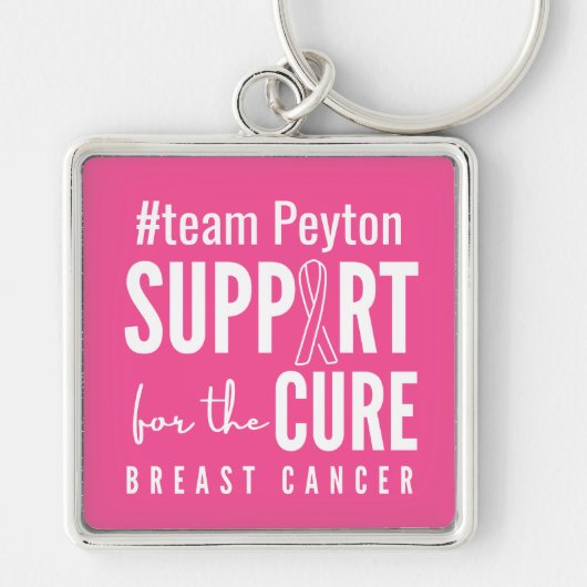 乳がん名前をカスタムする支持キーチェーンピンク キーホルダー (正面)