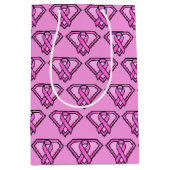 乳がん啓発ダイヤモンドロゴ ピンク ミディアムペーパーバッグ (正面)