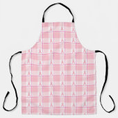 乳がん啓発チェック柄ピンクリボン エプロン (正面)
