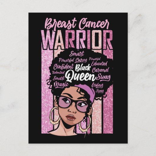 乳がん啓発ヶ月の生存者の戦士のブラ シーズンポストカード (正面)