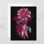 乳がん啓発ヶ月の生存者の戦士のブラ シーズンポストカード (正面/裏面)