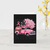 乳がん啓発月間 10月はピンクで意識を高める カード (黄色い花)