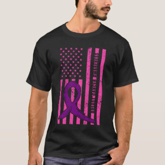 乳がん啓発 アメリカ国旗 フレンズ Tシャツ