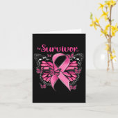 乳がん啓発 ピンクの蝶 サバイバー カード (黄色い花)