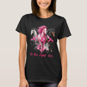 乳がん啓発 馬 愛 ひとりで闘う Tシャツ