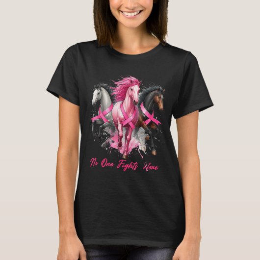 乳がん啓発 馬 愛 ひとりで闘う Tシャツ (正面)