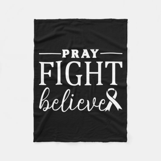 乳がん啓発 Pray Fight Believe フリースブランケット (正面)