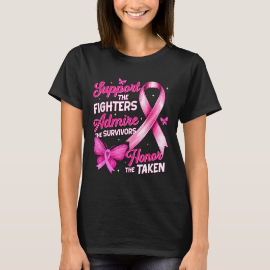 乳がん啓発Tシャツ サポート 感謝 敬意 Tシャツ (正面)