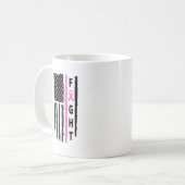 乳がん国旗と闘う コーヒーマグカップ (正面左)