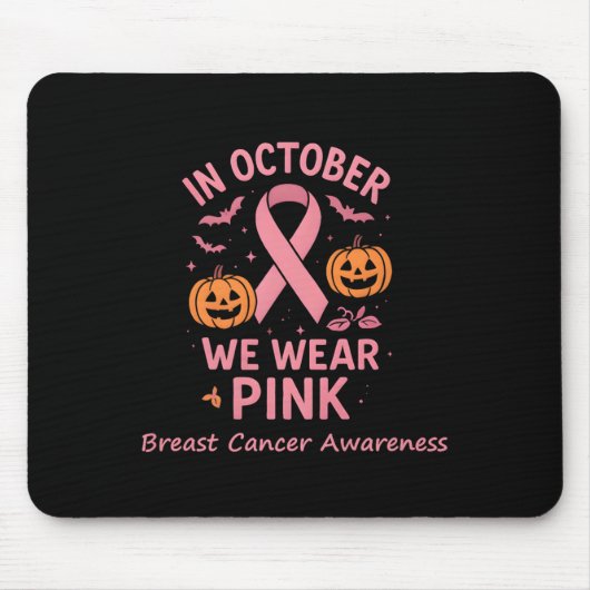 乳がん女性ハロウィーン10月We衣服P マウスパッド (正面)