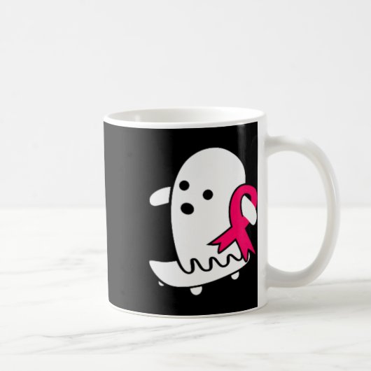 乳がん幽霊ハロウィンピンク乳がんA コーヒーマグカップ (右)