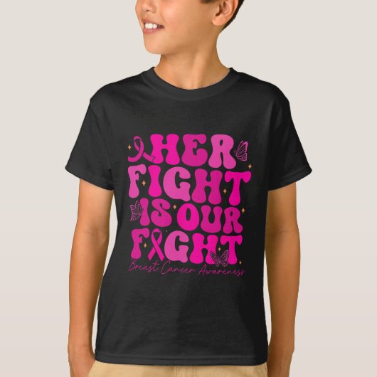 乳がん彼女の戦いは我々の戦い乳がん Tシャツ (正面)