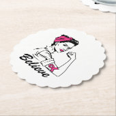 乳がん意識月女性のピン信じク ペーパーコースター (アングル)