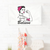 乳がん意識月女性のピン信じク 横断幕 (インサイチュ)