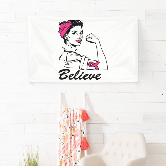 乳がん意識月女性のピン信じク 横断幕 (インサイチュ)