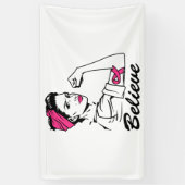 乳がん意識月女性のピン信じク 横断幕 (縦)