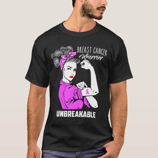 乳がん戦士の破れない認識度ギフト Tシャツ (正面)