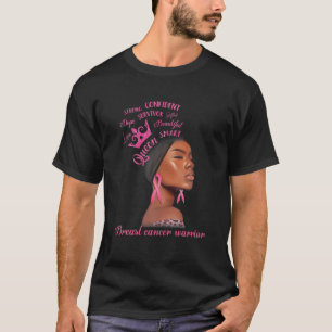 乳がん戦士クイーンブラックウーマンピンクリボン Tシャツ