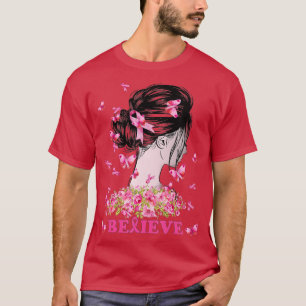 乳がん戦士認識度のサポ信じート Tシャツ