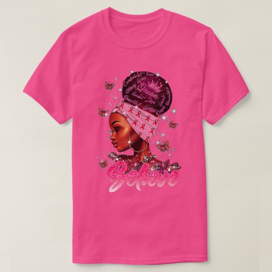 乳がん戦士認識度黒人女性サポート Tシャツ (デザイン正面)