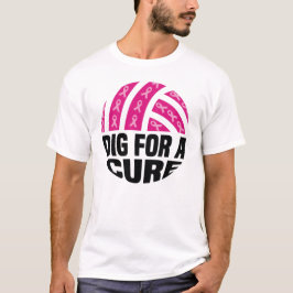 乳がん撲滅のための掘り起こし バレーボール 10月 ピンクリボン Tシャツ