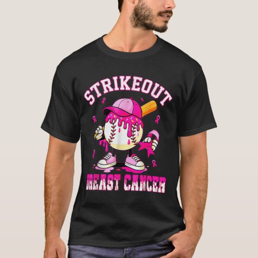 乳がん撲滅キャンペーン 野球 ドリップP Tシャツ (正面)