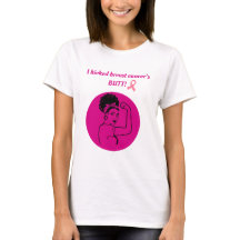 乳がん撲滅ピンクキックバット女性Tシャツ