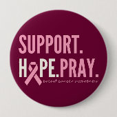 乳がん支持希望ボタ祈ンピンク 缶バッジ (正面)