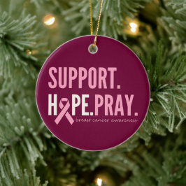 乳がん支持希望祈オーナメント セラミックオーナメント
