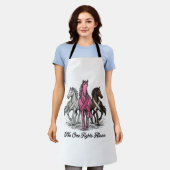 乳がん支援馬ベクターTシャツデザイン_1 エプロン (着用した状態)
