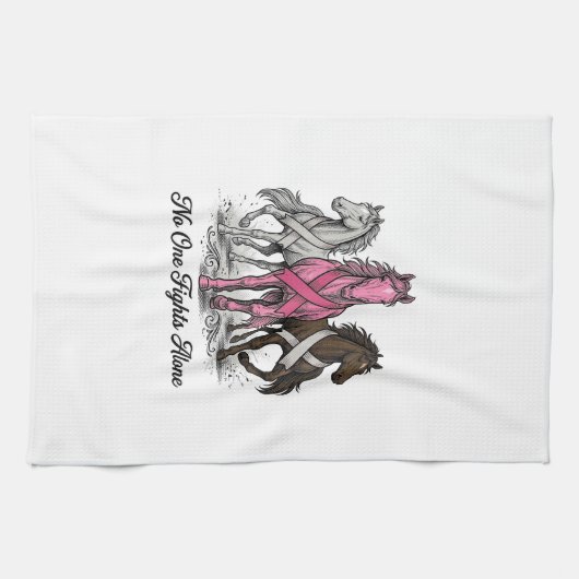 乳がん支援馬ベクターTシャツデザイン_1 キッチンタオル (横)