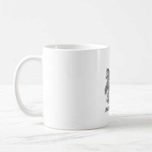 乳がん支援馬ベクターTシャツデザイン_1 コーヒーマグカップ (左)