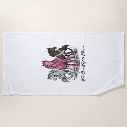 乳がん支援馬ベクターTシャツデザイン_1 ビーチタオル (正面)