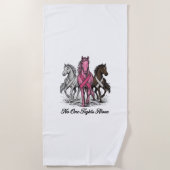 乳がん支援馬ベクターTシャツデザイン_1 ビーチタオル (正面)