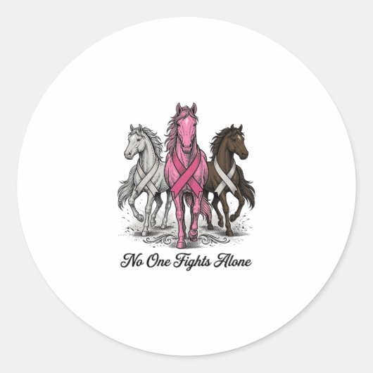 乳がん支援馬ベクターTシャツデザイン_1 ラウンドシール (正面)