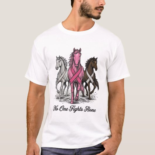 乳がん支援馬ベクターTシャツデザイン_1 Tシャツ (正面)