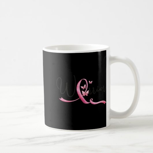 乳がん月間 蝶 ピンクリボン 女性 コーヒーマグカップ (右)