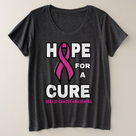 乳がん治療の希望 プラスサイズTシャツ (デザイン正面)