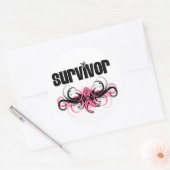 乳がん生存者の翼グランジ付きエンブレム ラウンドシール (封筒)