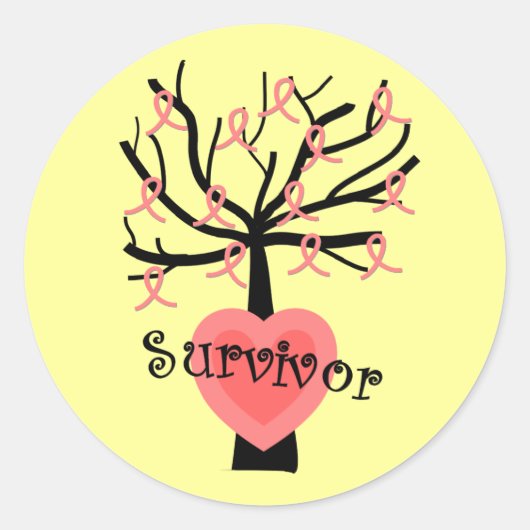 乳がん生存者の贈り物 – 木ユニークのデザイン ラウンドシール (正面)