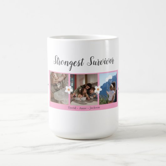 乳がん生存者写真3コラージュマグ コーヒーマグカップ (中央)