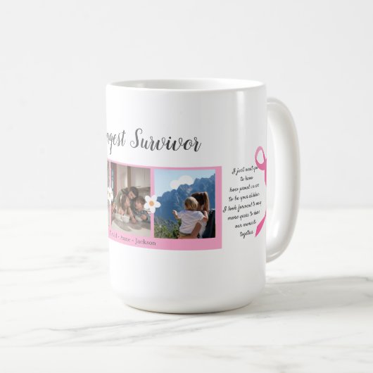 乳がん生存者写真3コラージュマグ コーヒーマグカップ (正面右)