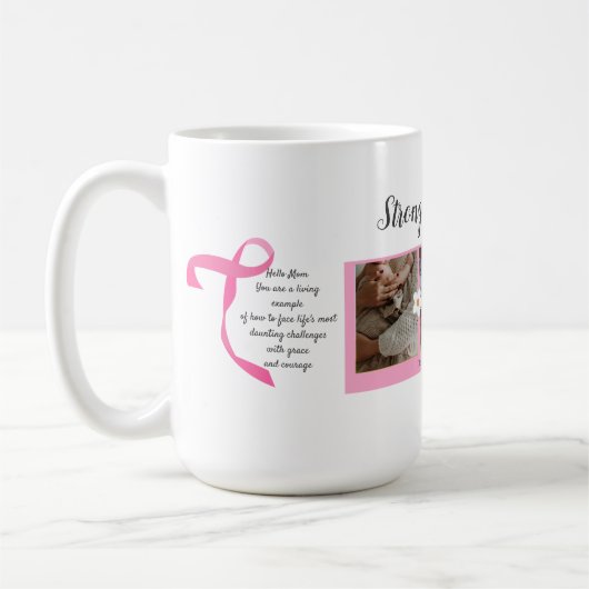 乳がん生存者写真3コラージュマグ コーヒーマグカップ (左)