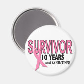 乳がん生存者10年&数え マグネット (正面/裏面)